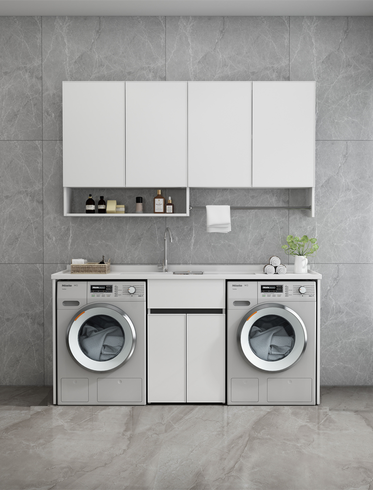 洗衣机和烘干机组合柜阳台太空铝洗衣柜组合双机洗衣机烘干机组合柜