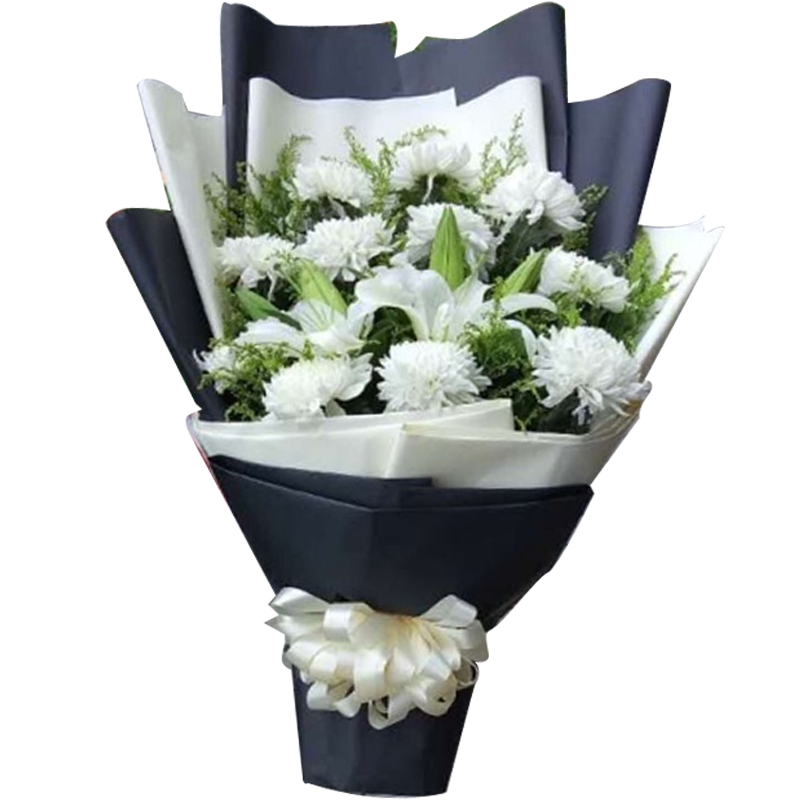 儒涛鲜花黄白菊花花束清明节扫墓悼念哀思送花全国同城配送北京上海