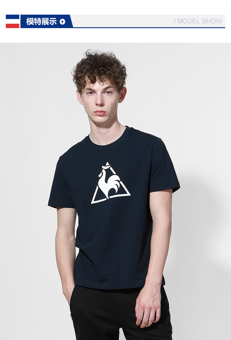 【20新品】乐卡克法国公鸡大logo运动休闲圆领短袖t恤男女 黑色 xl