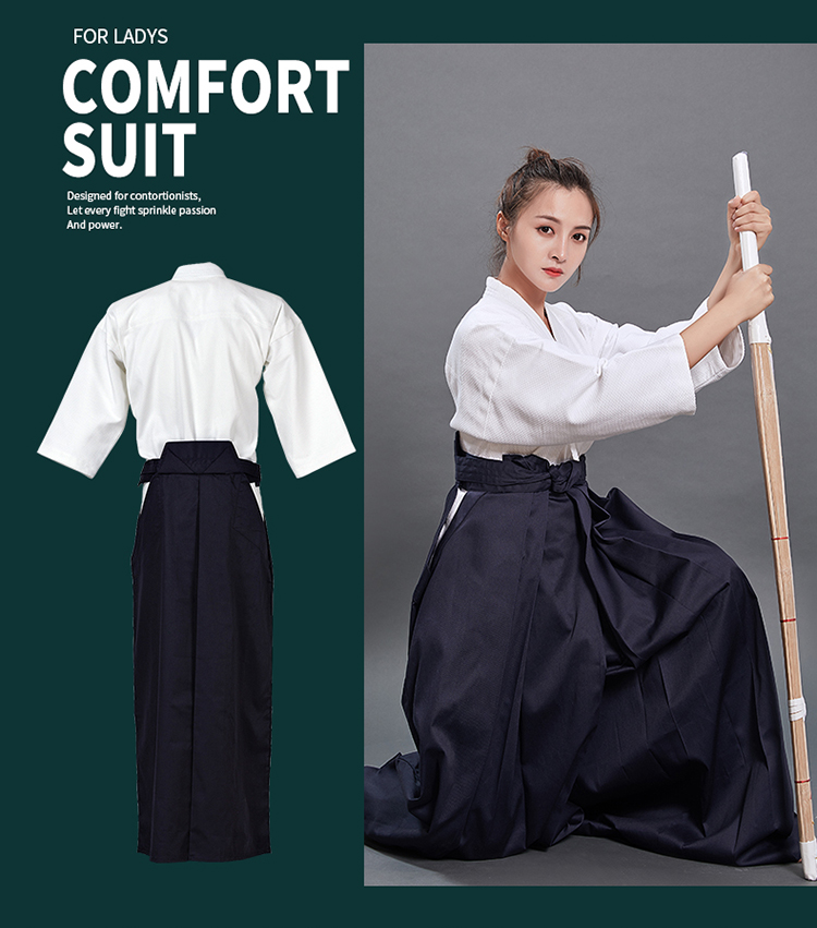 剑道服一重一剑普及型入门男女白色蓝色剑道衣剑道袴白色套装上白下