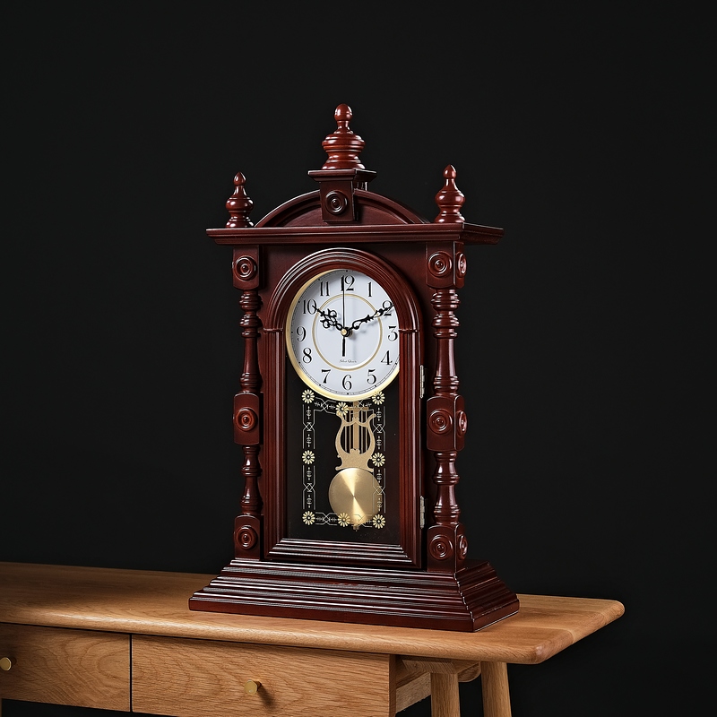 得爵大号实木中式老座钟客厅摆件台式桌面时钟钟表老式家里用台钟复古
