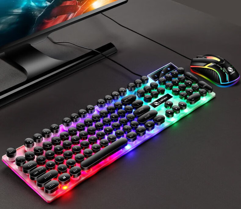 有线套装lieide/力镁力镁官方键盘游戏发光usb键盘鼠