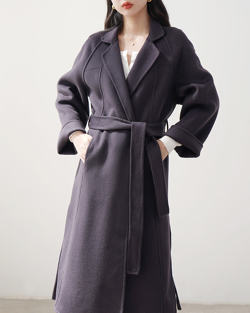 羊绒大衣女毛呢外套中长款可可棕呢子大衣外套女过膝高端赫本风双面