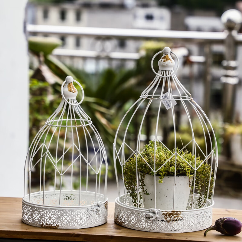 雕塑摆件法式乡村风格花园花店庭院装饰铁艺鸟笼雕塑摆件挂件园艺杂货