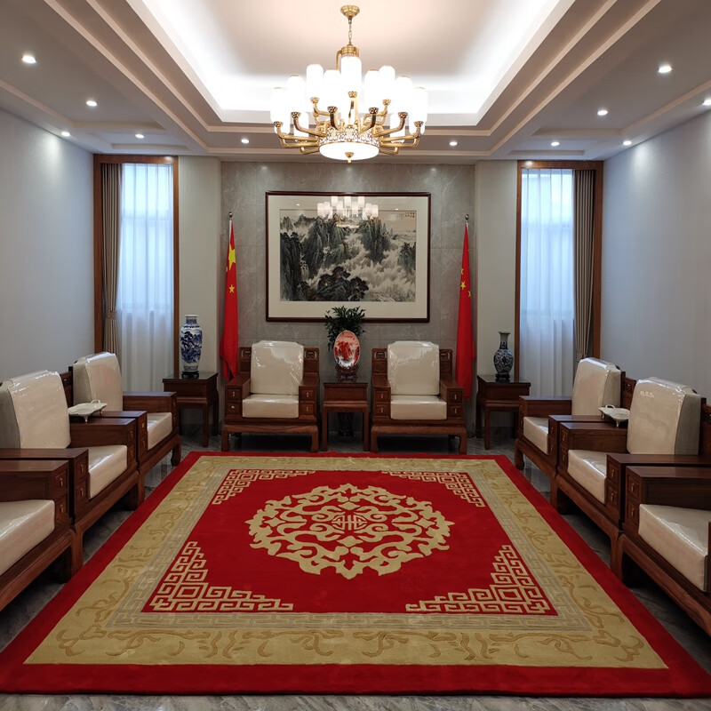 现代简约茶几地毯中国风手工羊毛地毯满铺卧室沙发书房定做 效果图5