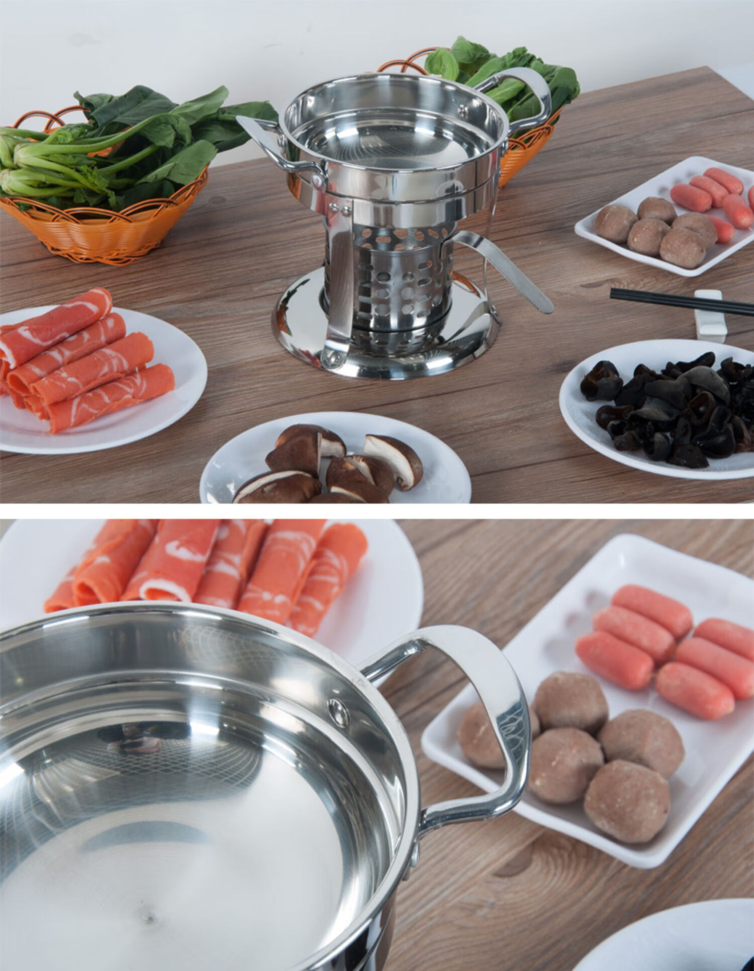 304不锈钢酒精炉小火锅一人一锅单人商用酒精灯火锅炉家用酒精锅5l