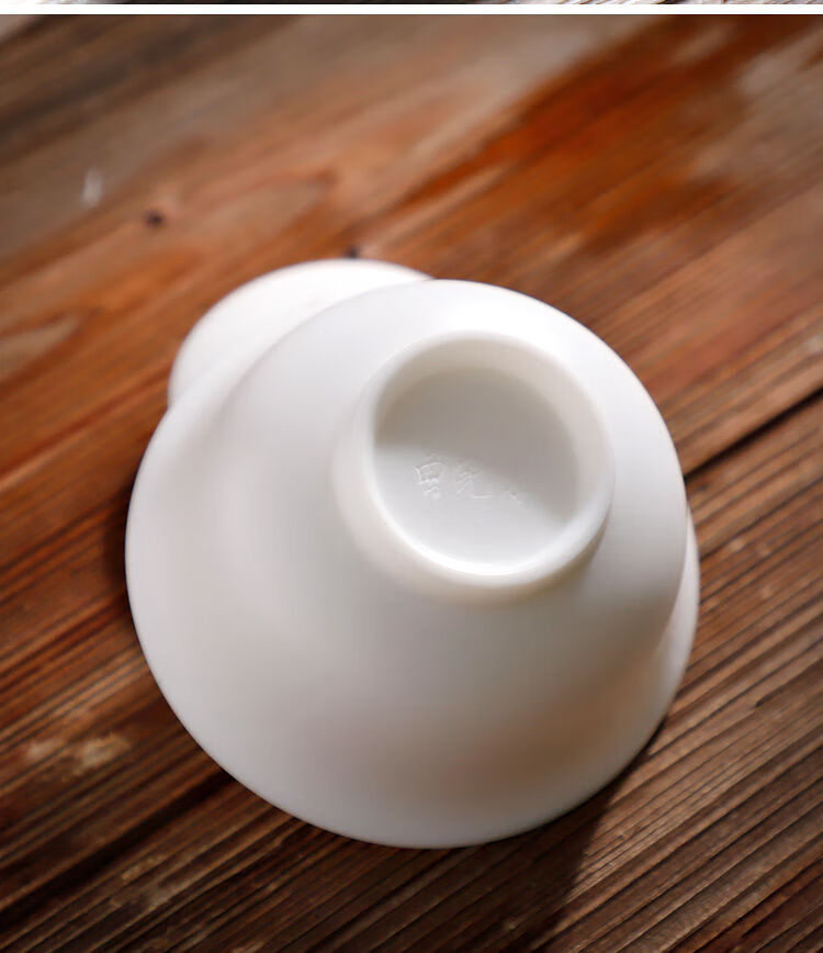 湘晟轩德化白瓷高端素烧白瓷三才盖碗茶杯陶瓷泡茶杯茶具敬茶碗家用