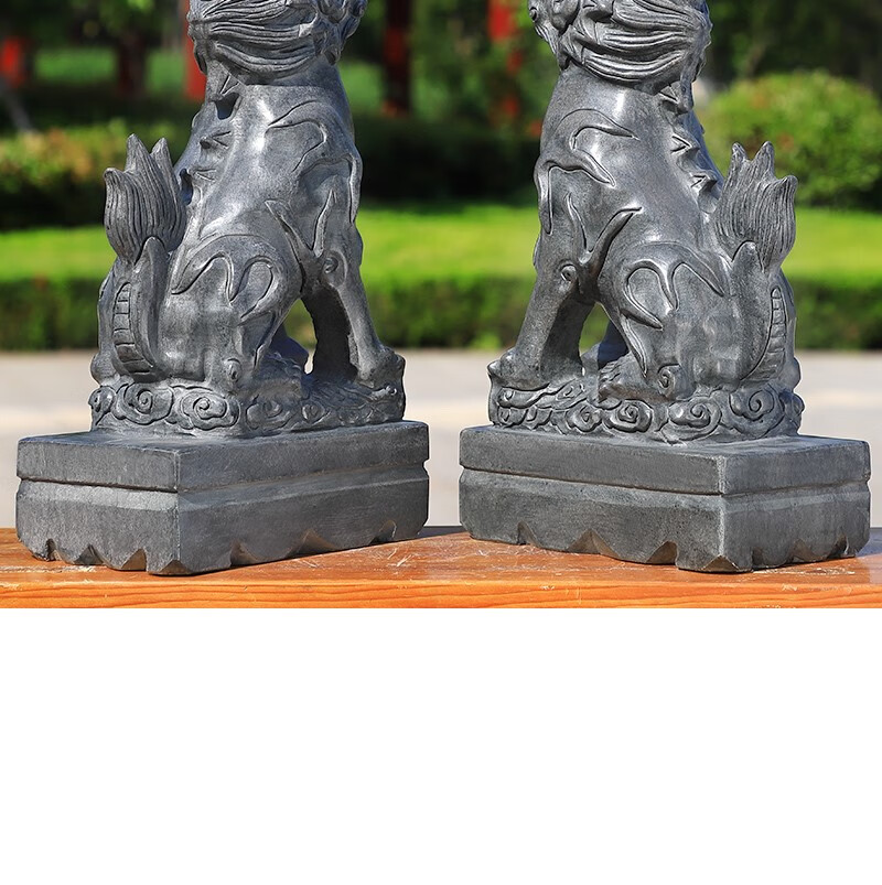 蓝桂 石头望天吼石雕摆件青石朝天吼望君归摆件独角兽大门口 高50长25