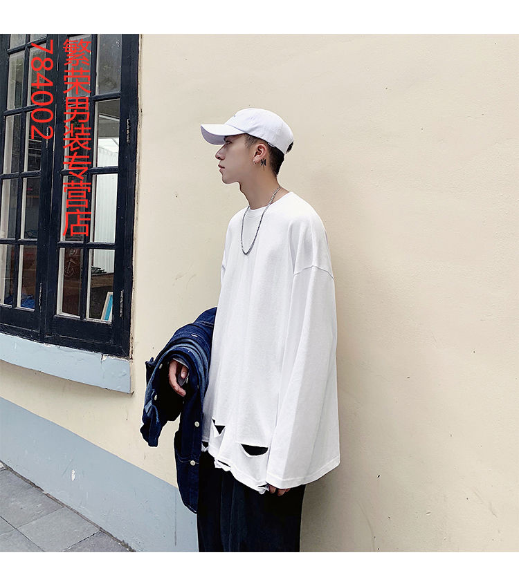 男装 t恤 侯七爷(houqiye) 2020网红t恤男长袖内搭春季上衣服潮流韩版