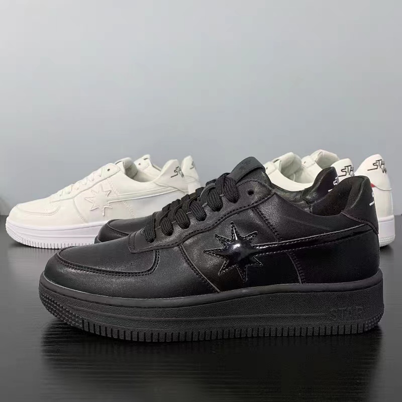 starwalk白色蓝星流行休闲男鞋网红潮流小白鞋低帮板鞋情侣款白色38