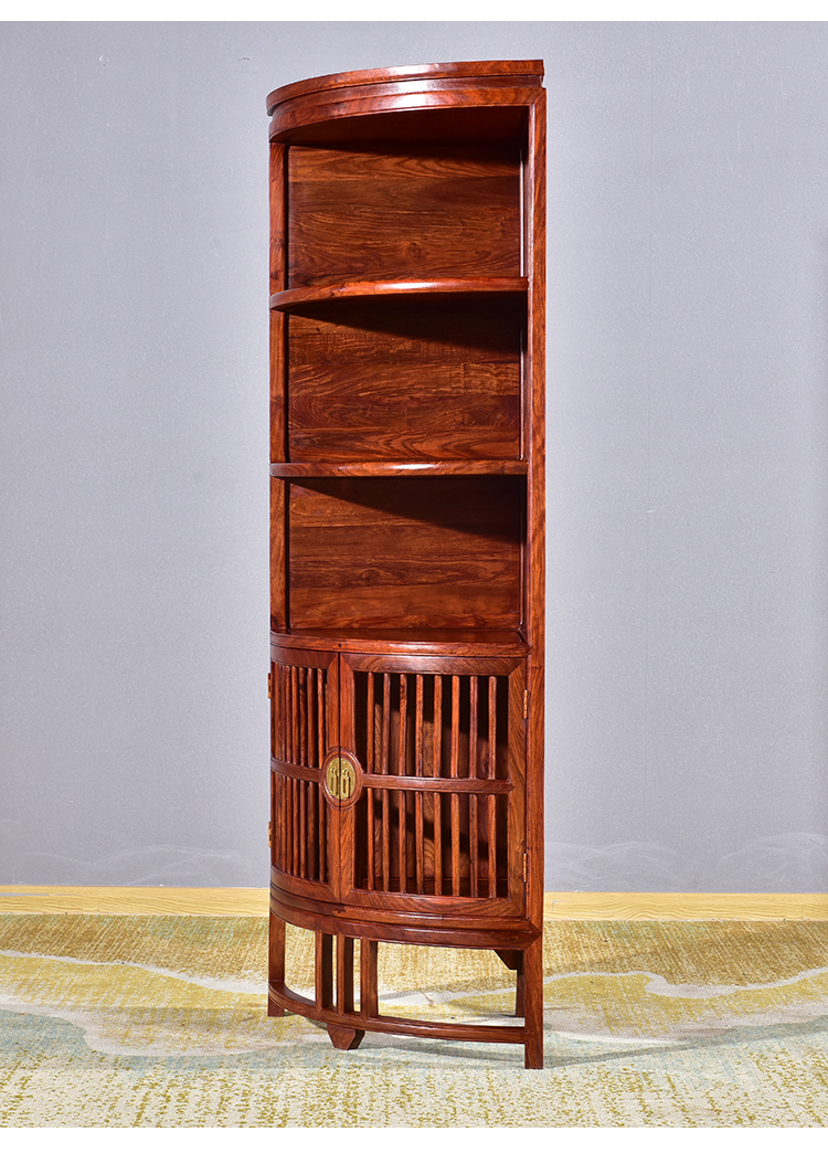 比艺 红木家具非洲花梨(学名:刺猬紫檀)新中式客厅转角柜实木墙角柜