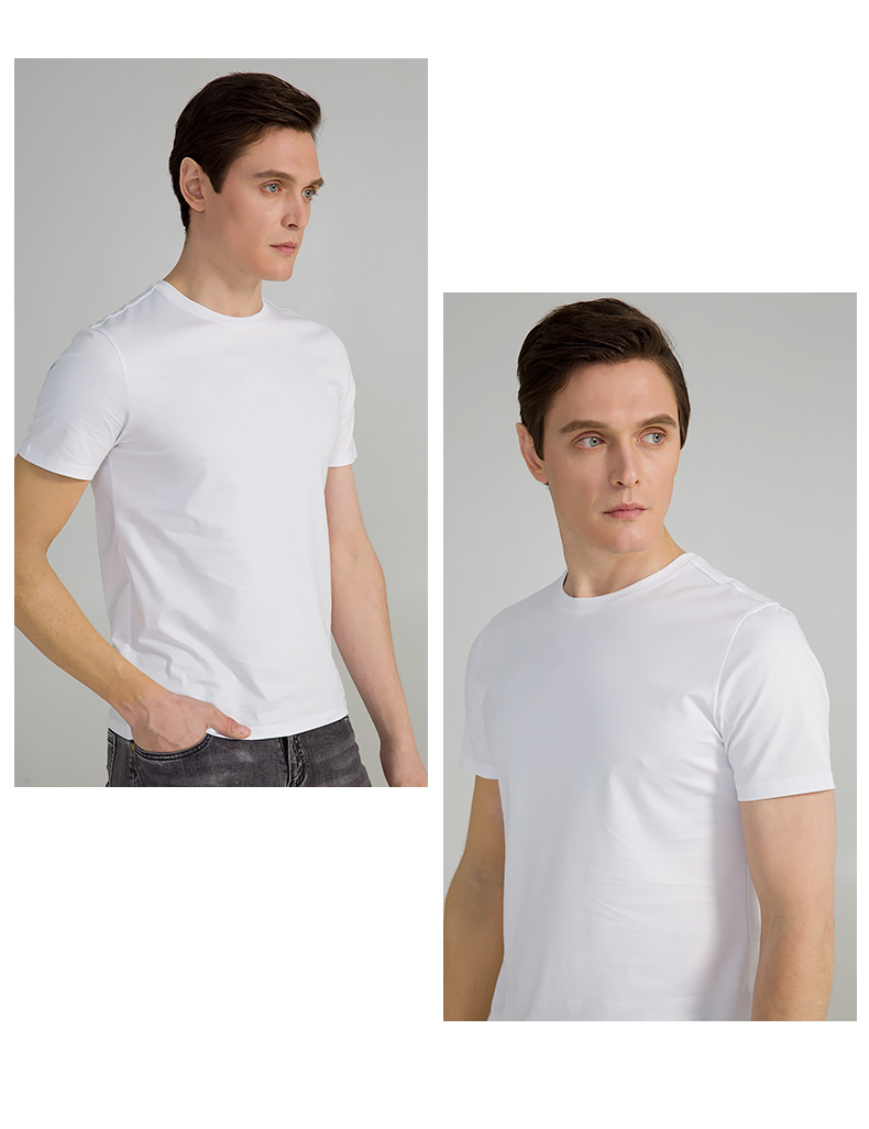 培罗蒙短袖t恤男夏季时尚休闲圆领体恤衫简约男装弹力上衣 白色 180