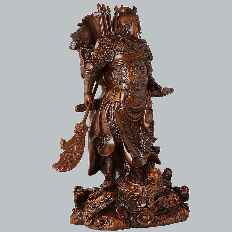 礼缘结善 关公像武财神关羽关二爷摆件工艺礼品睁眼闭眼供奉大刀神龛