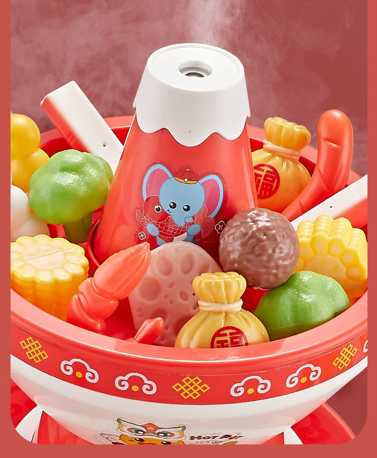 领凡儿童过家家喷雾火锅玩具厨房煮饭仿真男女孩切切乐套装新年礼物