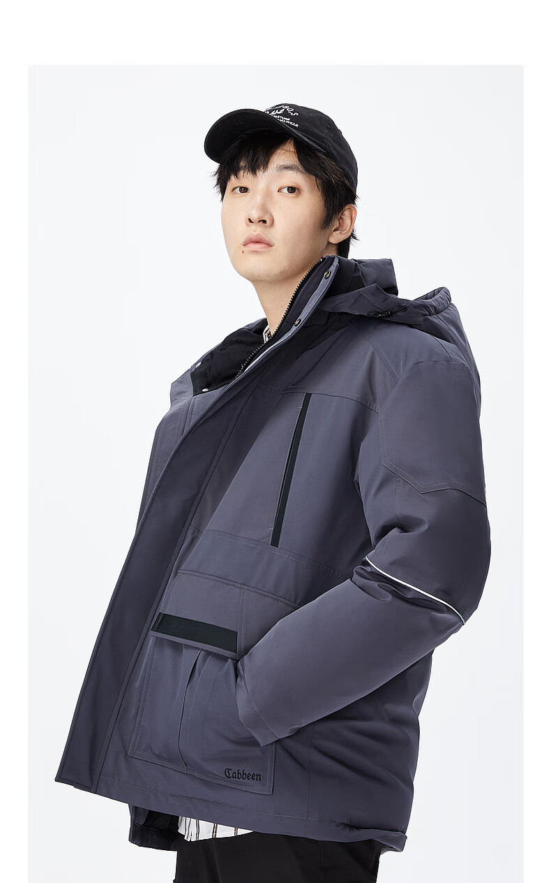 cabbeen卡宾 男装90鸭绒工装羽绒服2022秋冬新款街头复古宽松外套男女