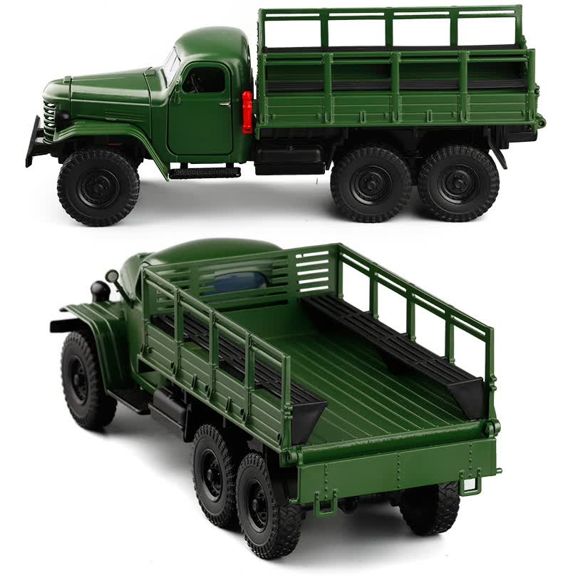 解放ca30军事模型卡车运输合金车模声光开门金属玩具儿童玩具车亚军黄