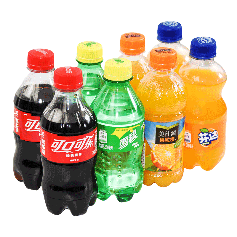 可口可乐碳酸饮料整箱300ml12小瓶罐装雪碧芬达汽水美汁源果粒橙10瓶