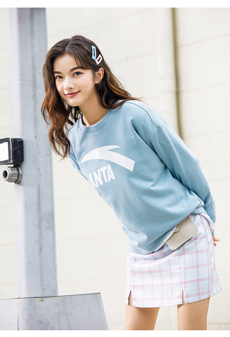 安踏卫衣女长袖外穿2022新款春季t恤休闲女装官方旗舰运动上衣ab6610