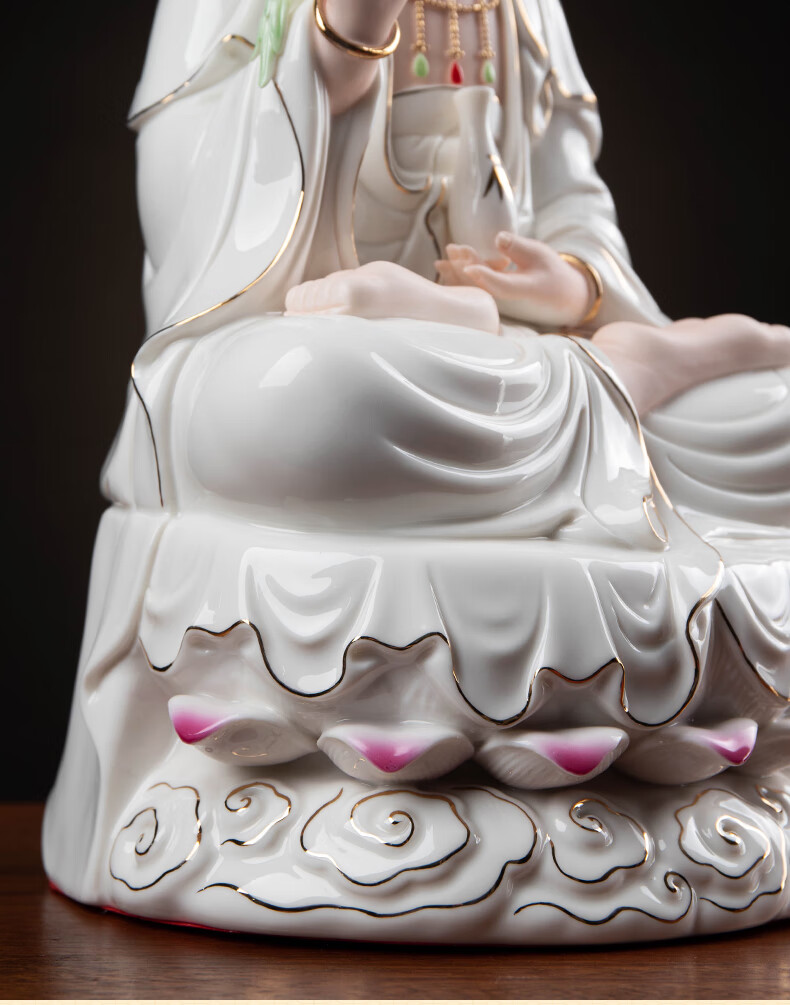 七珍 德化白瓷南海观音菩萨佛像神像供奉家用陶瓷观世音菩萨摆件 h26