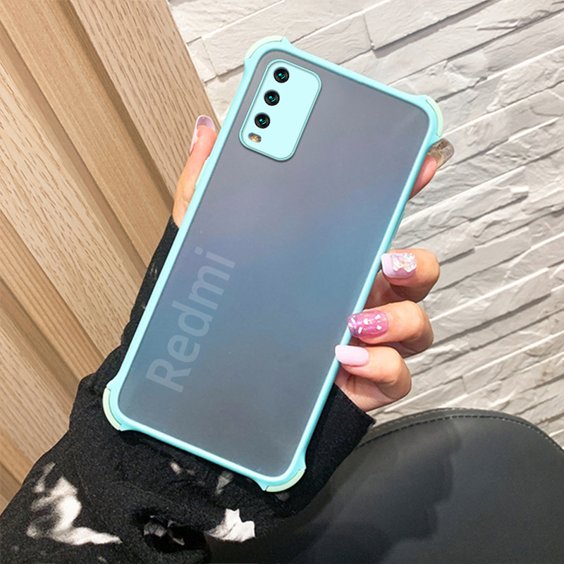 付奇 红米note9pro手机壳5g肤磨砂四角撞色软边半透明防摔红米note9