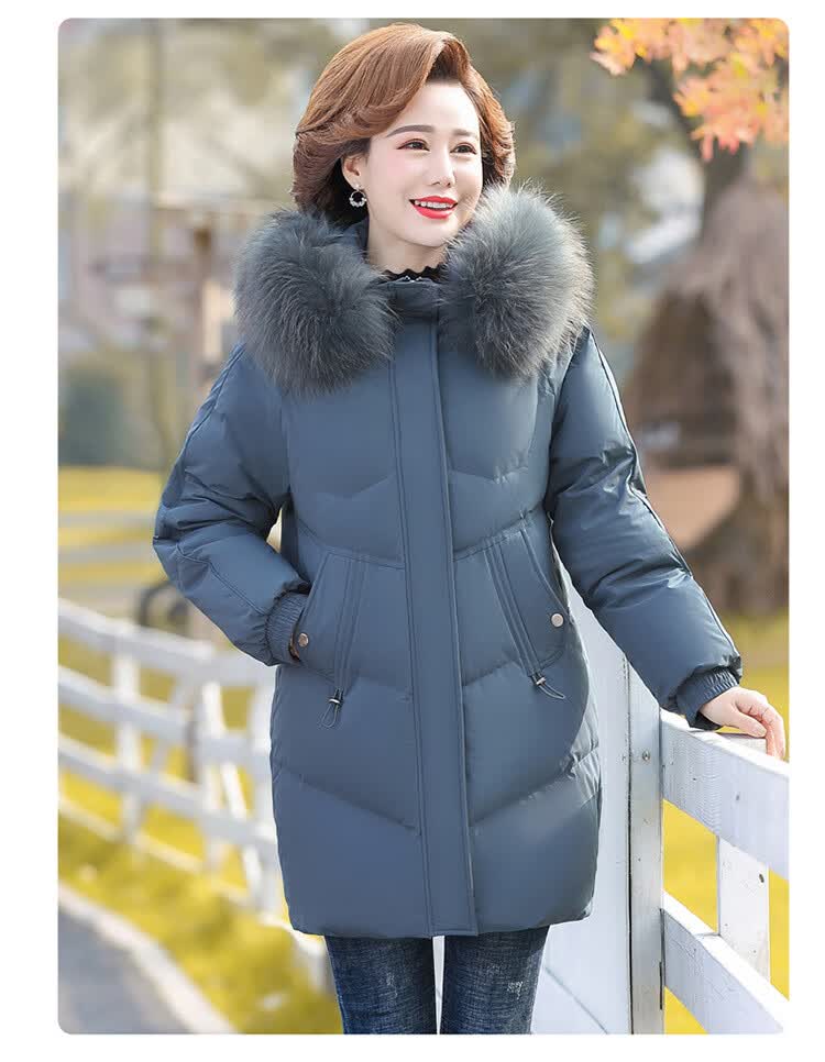 九江老年人羽绒服 女中款平湖生产基地607080岁珍纪妈妈冬装外套中