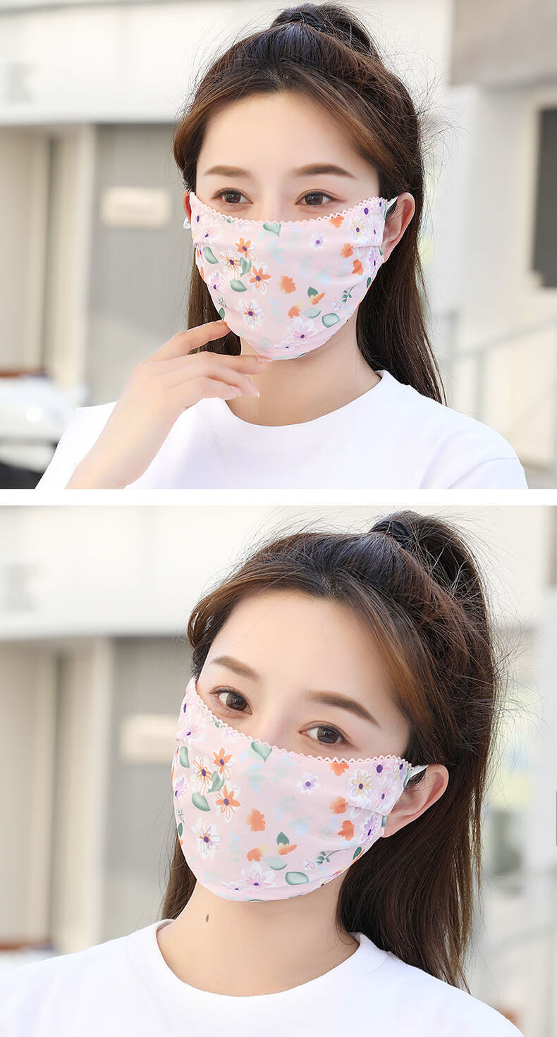 冰丝口罩女轻薄透气防晒口罩全脸夏季薄款冰丝透气面罩女高颜值网红脸