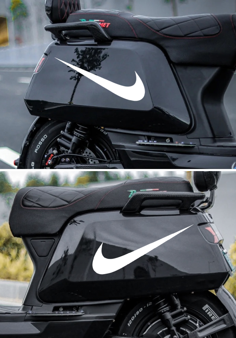 nike电动摩托车贴纸耐克小龟王电瓶车改装饰车贴个性创意 耐克【镭射