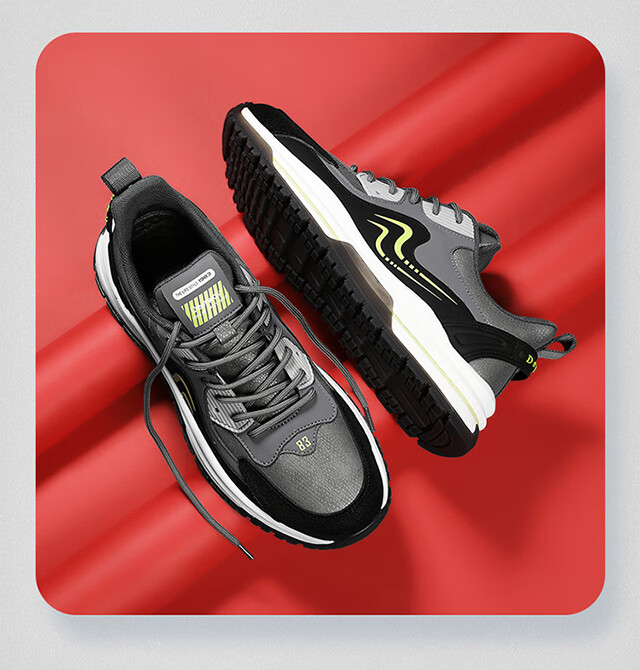 deerway德尔惠男鞋冬季新款加厚鞋子男百搭保暖休闲运动鞋男耐磨网面