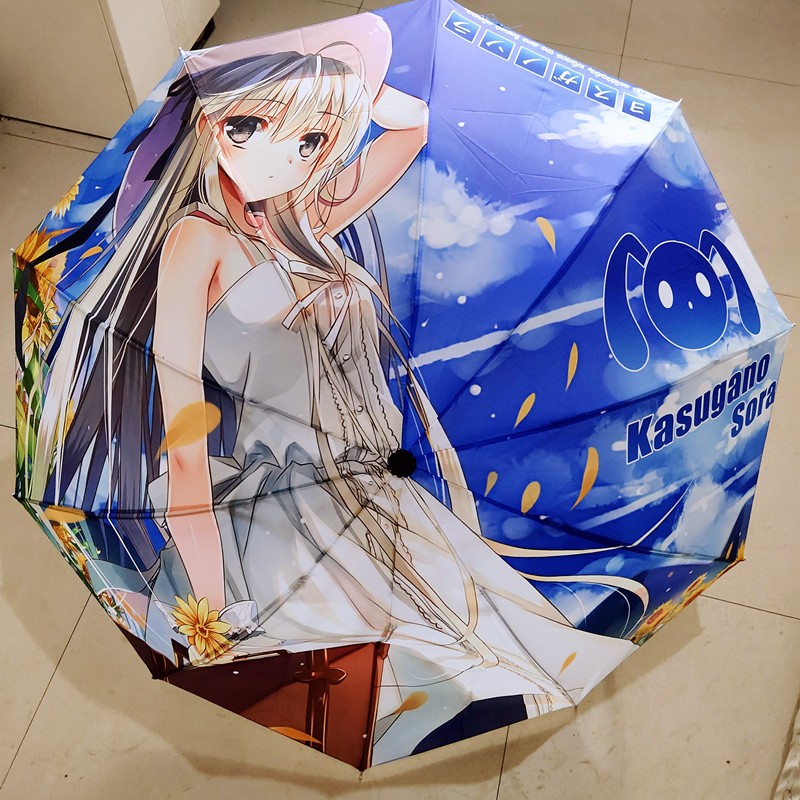 啄木鸟动漫周边二次元自动雨伞穹妹缘之空春日野黑胶太阳晴两用日画