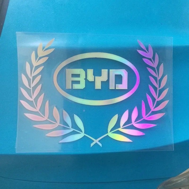 60适用于车标七彩镭射贴油箱盖贴纸装饰贴车贴汽车镭射创意个性抖音