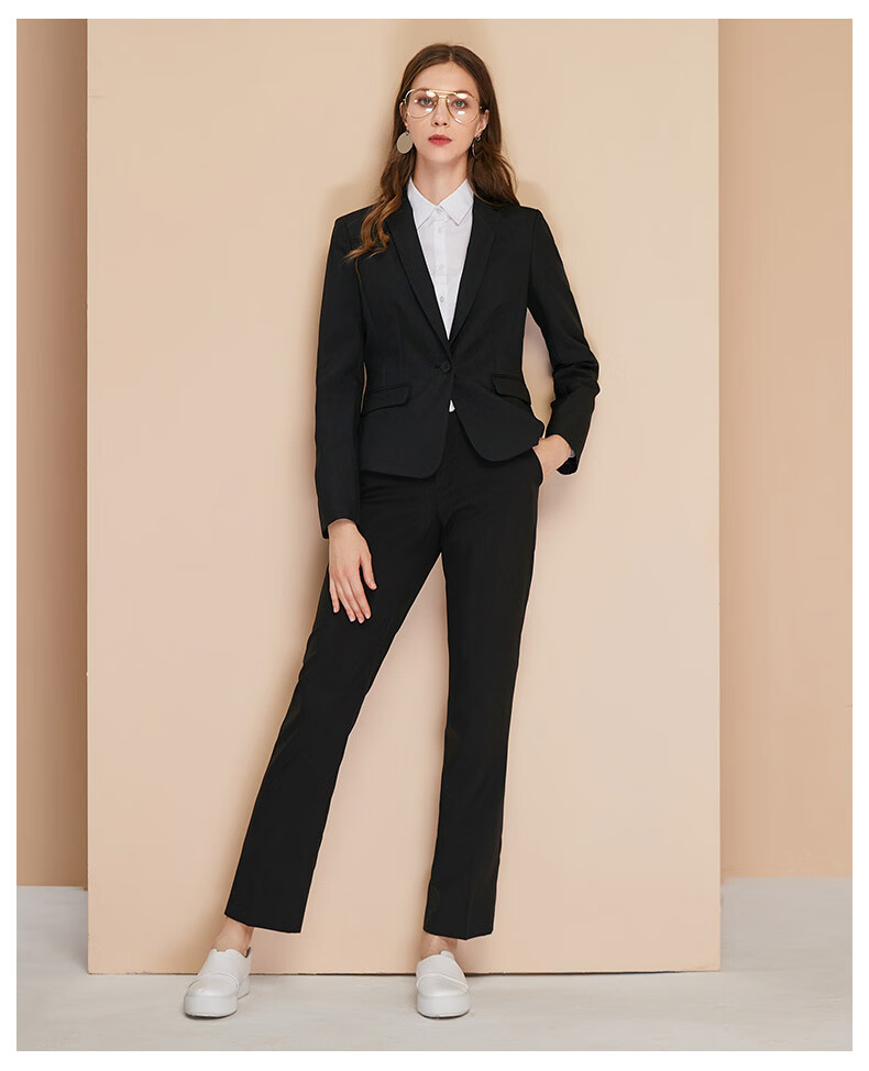 g2000商务正装女装套装 新款西装西裤西裙组合职业西服套装女 黑色/99