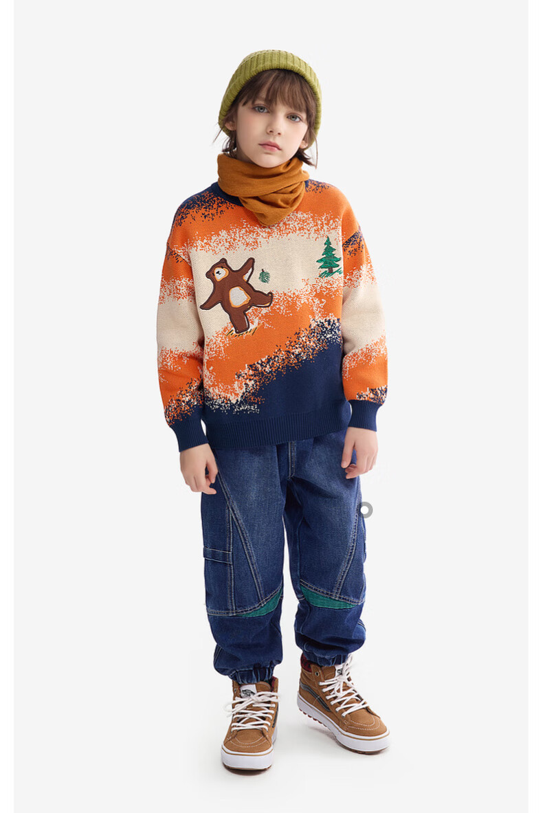 MQD Maqidun Autumn Winter 2024 New Round Neck Boys' Knitted Sweater Thickened Baby Pullover 5