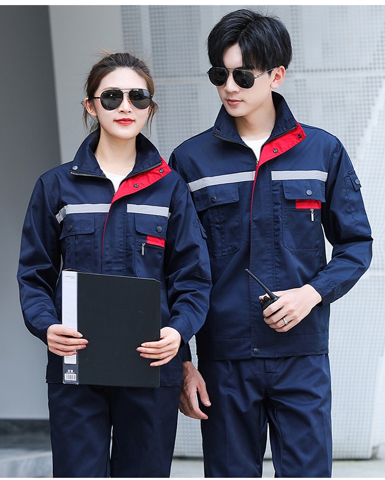 淘乐多工作服套装男士劳保服春秋季长袖工装上衣耐磨带反光条汽修服