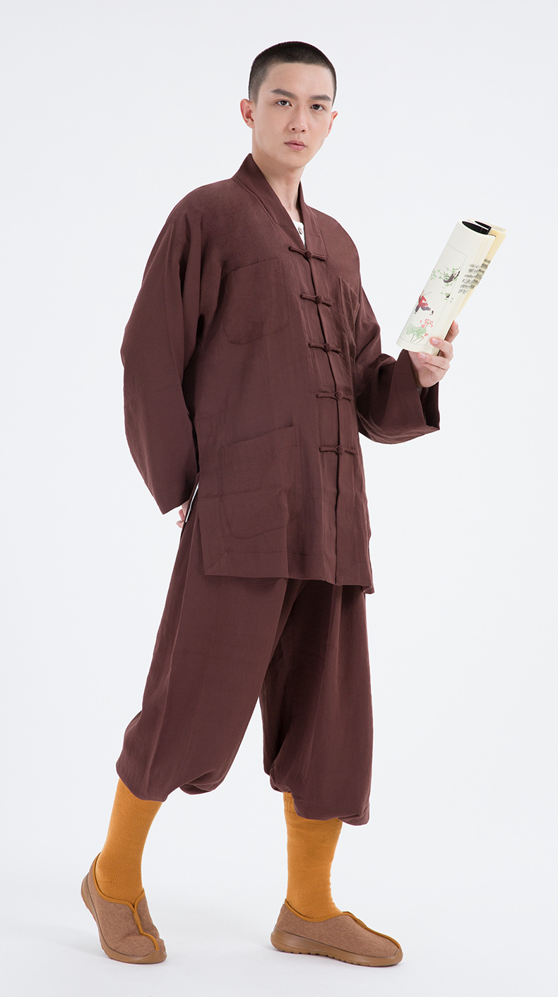 出家人佛教居士服法会僧衣打坐服长褂僧服袈裟禅服佛教用品尼姑和尚