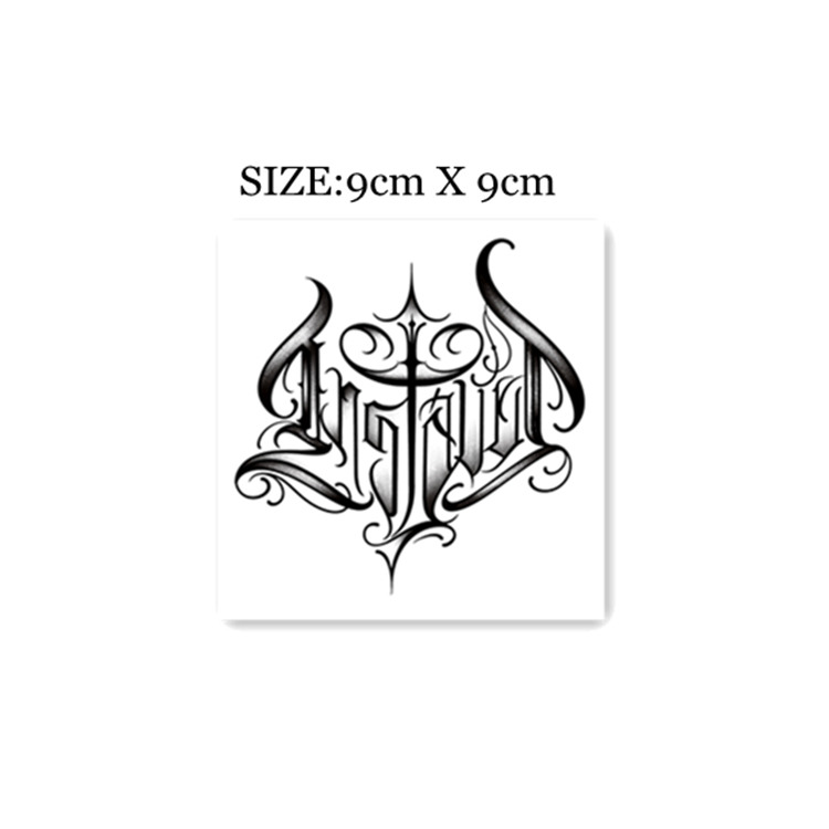 纹身贴tattooz54暗黑系手背哥特花体字母男女逼真纹身贴刺青
