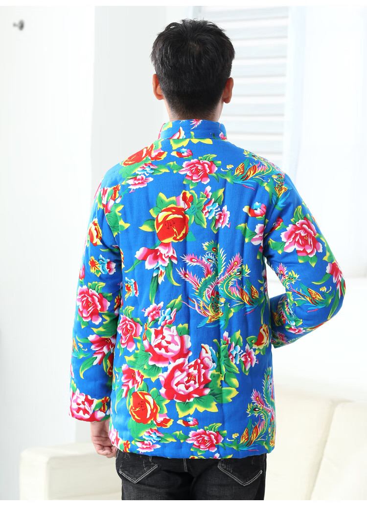 手工缝制的新棉花袄子冬季东北大花布棉袄男成人纯棉花手工棉衣加厚