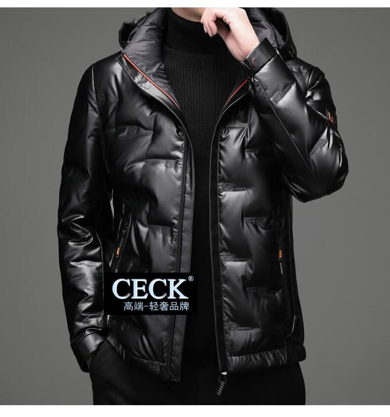 ceck国际大牌轻奢侈品牌男装亮皮超厚羽绒服男加厚东北冬季防寒防风