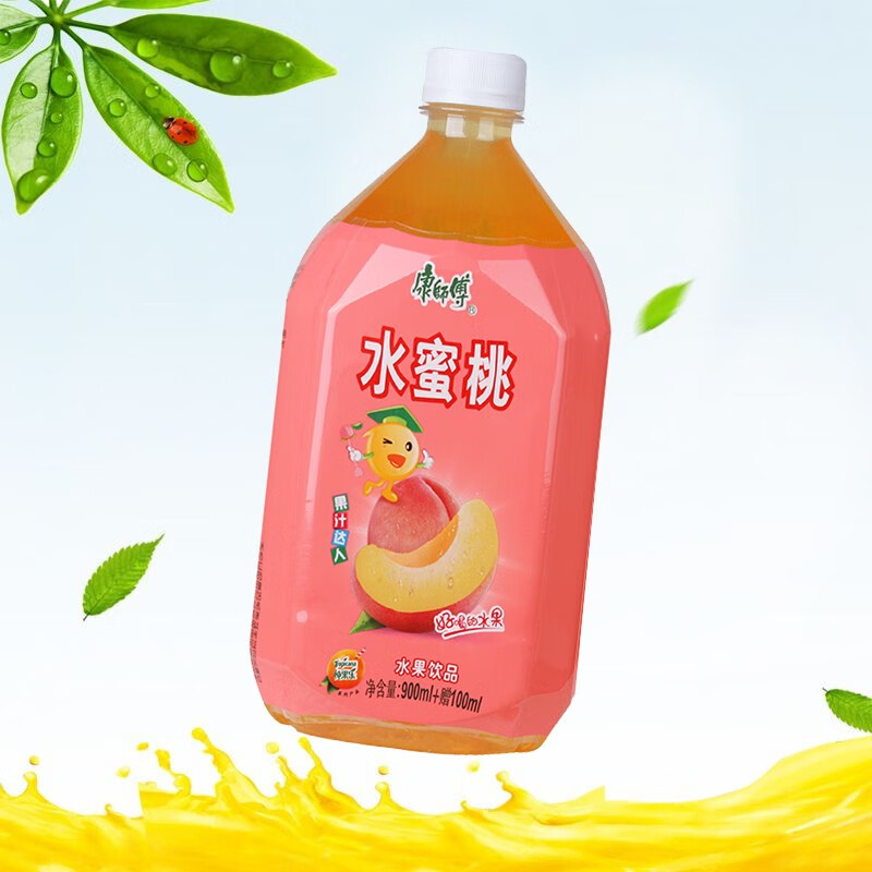 康師傅水蜜桃1l瓶裝飲料水果口味夏季休閒聚會節日飲品 1l*8瓶【圖片