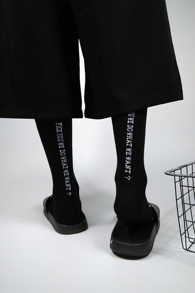 1/3双长袜子男女韩版潮流ins中高筒袜春夏季原宿风白黑色长筒棉袜 1黑