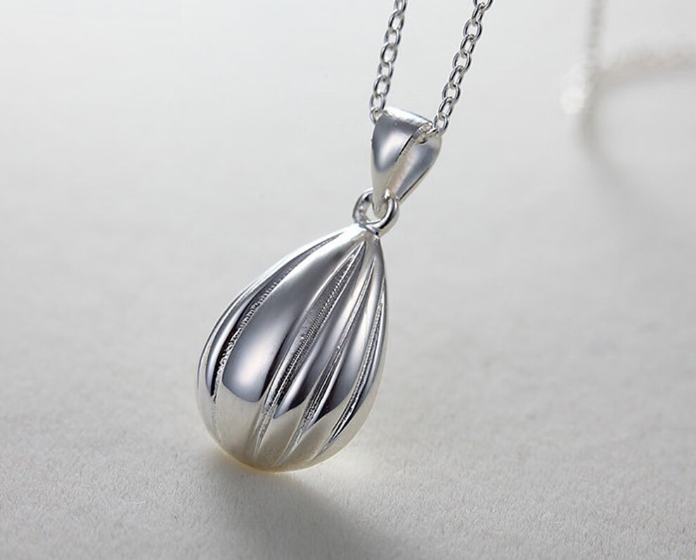 左传999足银项链足银吊坠水滴南瓜送女友时尚韩版银饰水