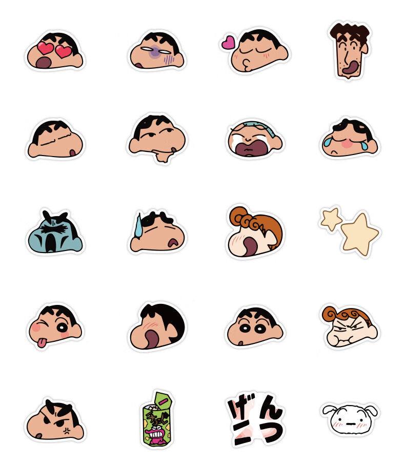 40张蜡笔小新手帐贴纸手机电脑卡通可爱手账素材防水小贴纸蜡笔小新