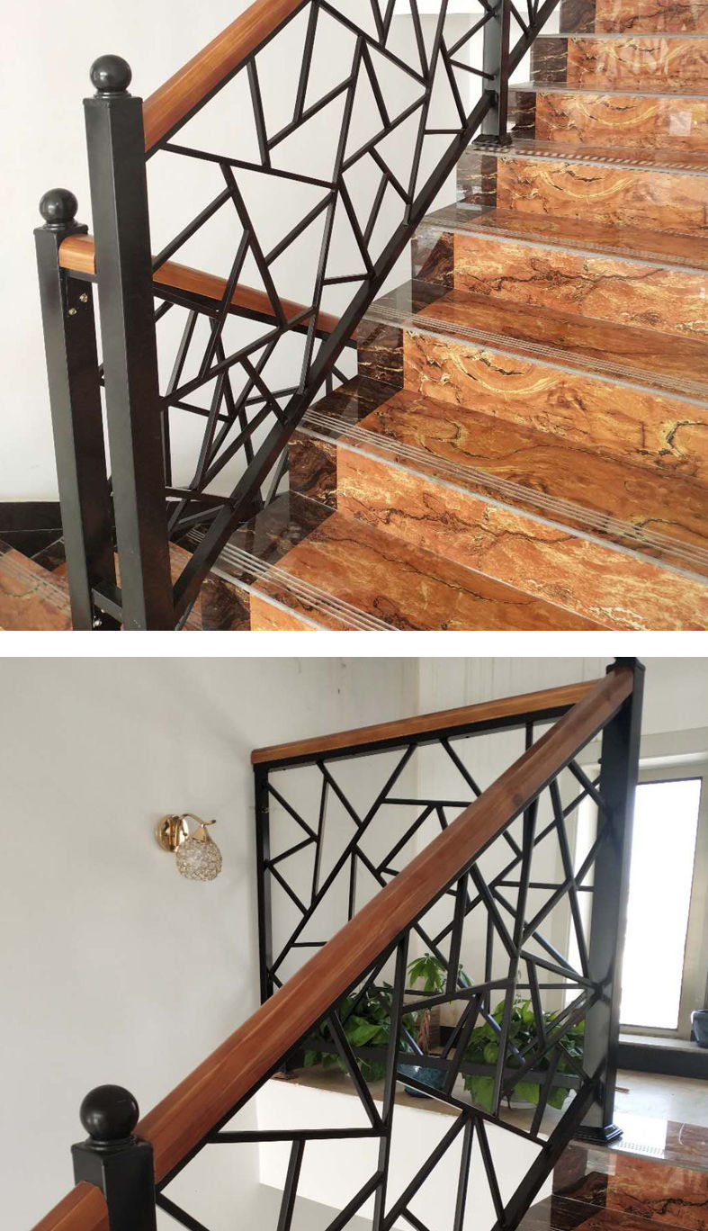 扶梯护栏楼梯扶手铁艺阁楼栏杆室内家用阳台围栏简约现代实木护手定制