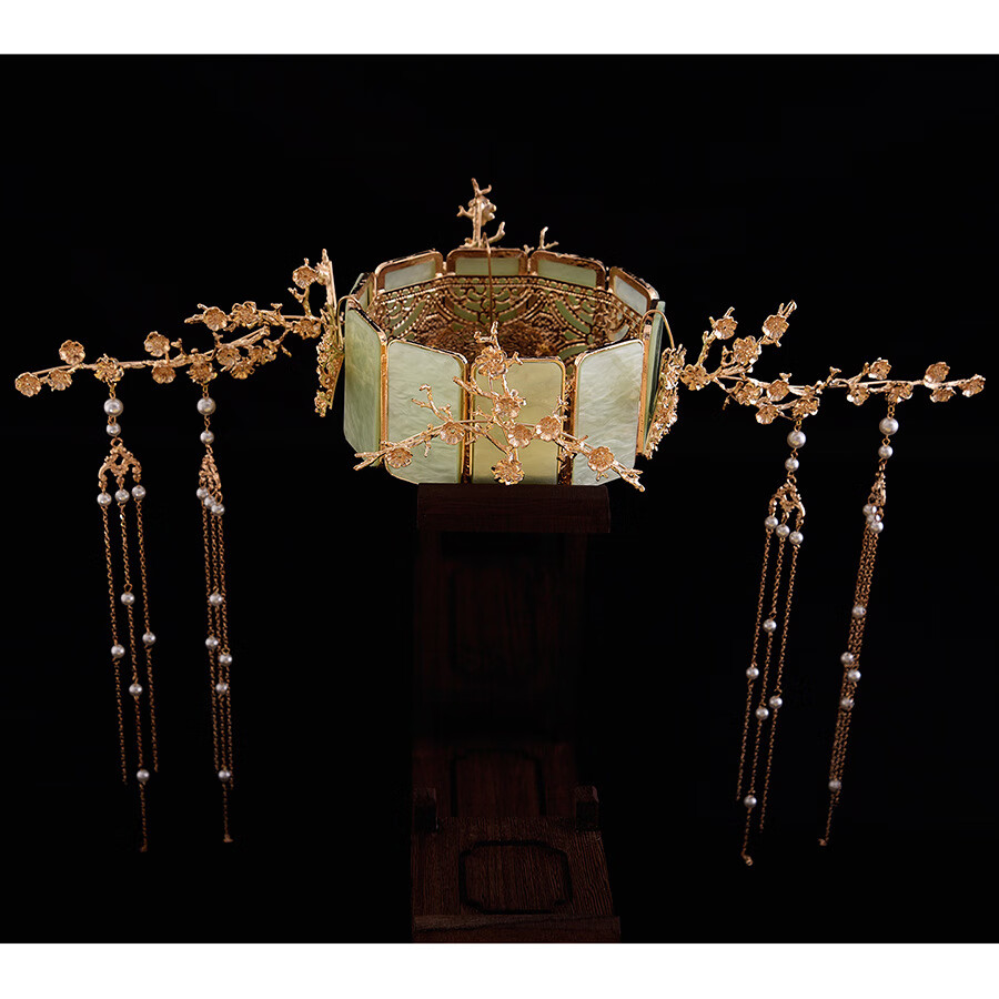 中式凤冠新娘古装头饰秀禾服步摇流苏结婚扶摇皇后同款 金色