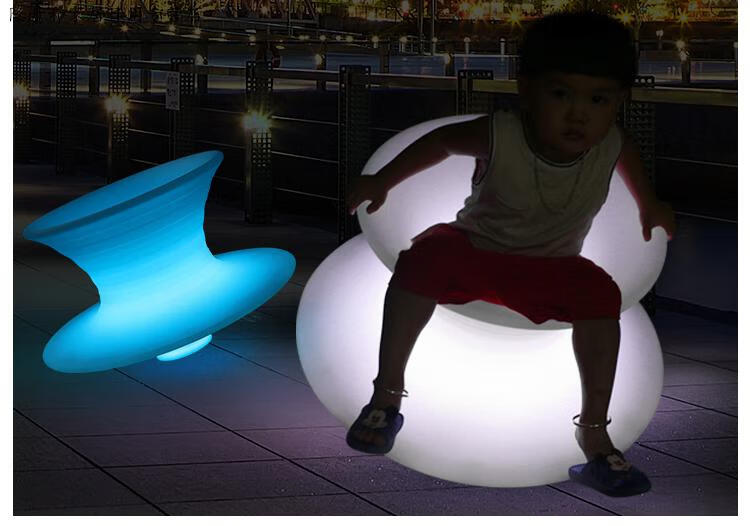 墨绩 陀螺座椅椅360度旋转椅商场休息不倒翁椅创意发光椅子摇摇椅