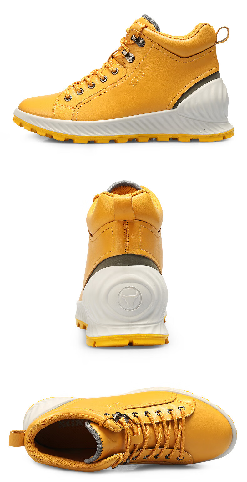 xgn小公牛男鞋2021秋冬新款中高帮休闲鞋真皮男靴潮流旅游靴子男乐奇