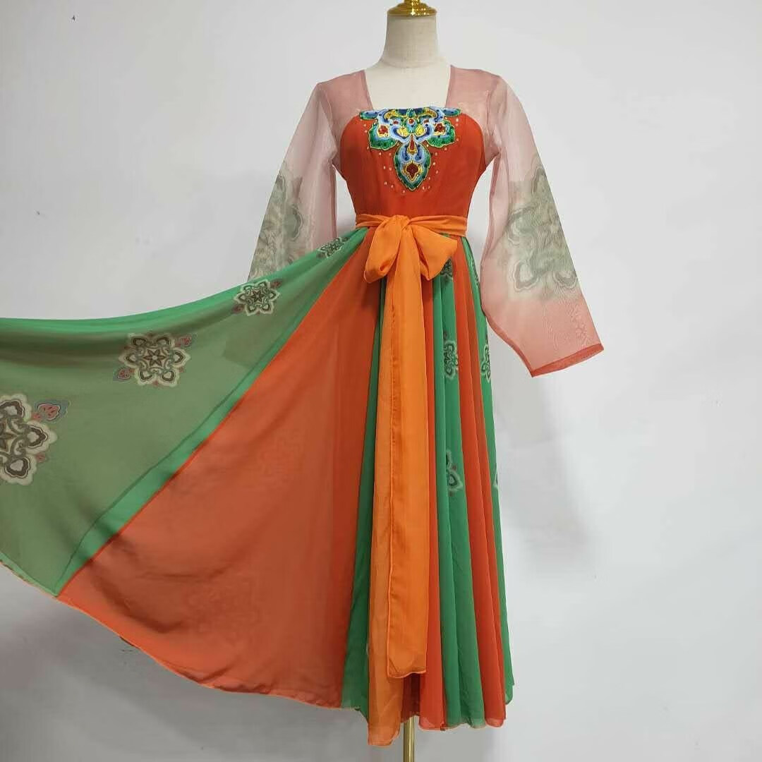 唐服女唐印舞蹈服古典舞演出服女汉唐舞表演服民族飘逸中国风开场舞服