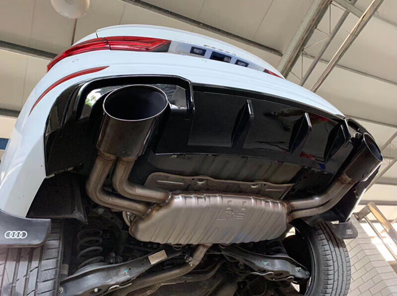 适用于奥迪a4a5a6a7排气管改装rs4rs5rs6rs7大口径钛黑碳纤维尾喉 单