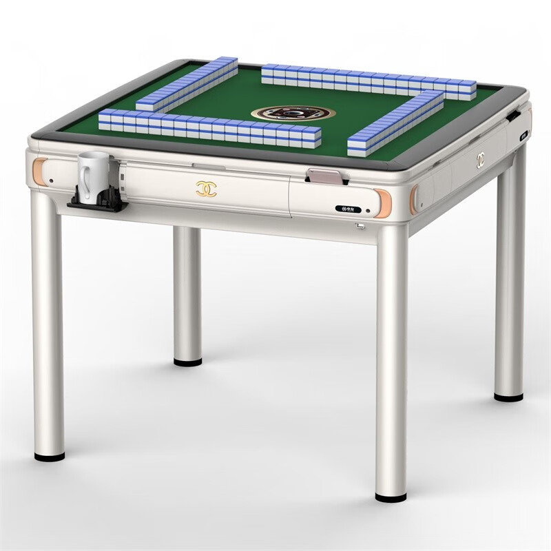 兴乐全自动麻将机仿木纹深色黑色麻将桌中式餐桌配盖板和手机充电自带