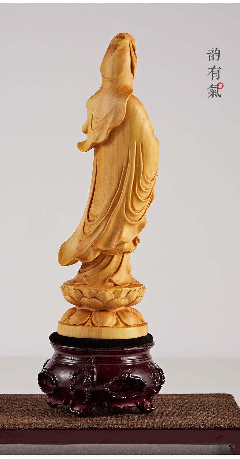 小米mi生态米家同款正宗黄杨木雕观音菩萨实木雕刻佛像家用供奉越南