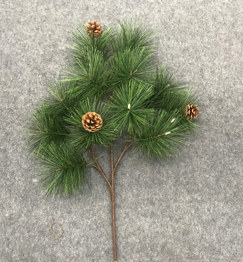 仿真松树枝松枝塑料松针崖柏松枝假美人松柏树枝松树叶迎客松植物 绿
